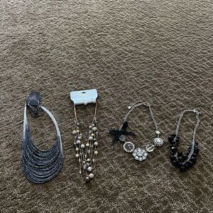 Elegant Necklace Set with Silver and Black Accents